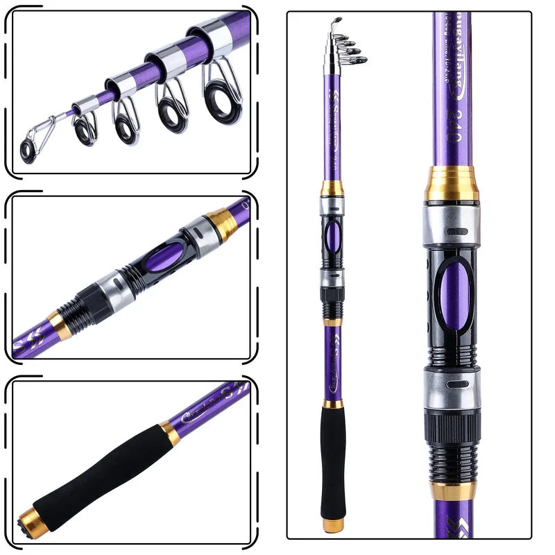 Sougayilang 4 Colors Telescopic Fishing Rod 1.8m-3.3m Glass Fiber EVA Handle Carp Spinning Rod Fishing Pole Fishing Weight 5kg