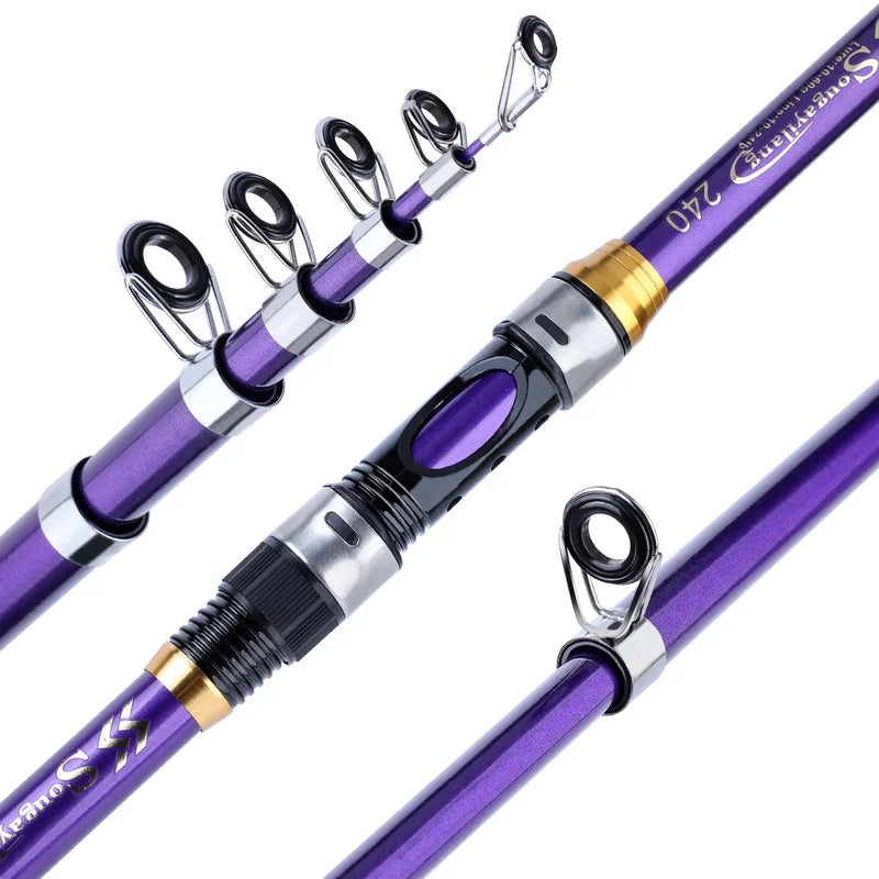 Sougayilang 4 Colors Telescopic Fishing Rod 1.8m-3.3m Glass Fiber EVA Handle Carp Spinning Rod Fishing Pole Fishing Weight 5kg