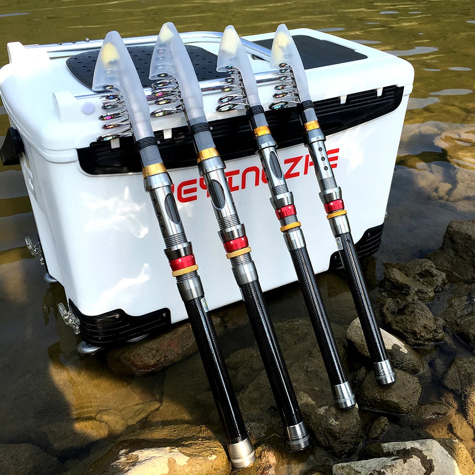 Spinning Fishing Rod and Reel Combo 1.8-3.6m Carbon Fiber Sea Pole and 5.2:1 Gear Ratio Metal Spool with Line Kits for Bass Carp