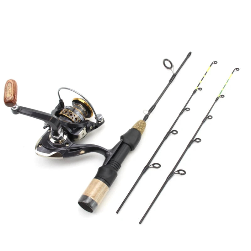60cm 2 Tips Rod Reel Combos Winter Ice Fishing Rod Fishing Reel set  Pole Tackle Carbon pole Ice fishing rod New
